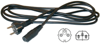 3 Conductor Power Cord European Schuko Plug CEE7/7 to IEC320-C13 Socket